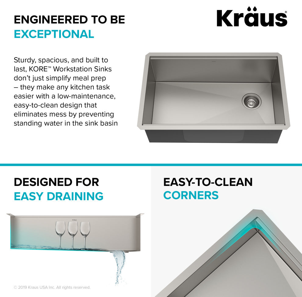 Undermount Stainless Steel Kitchen Sink With Garbage Disposal, 30" Kwu110-30