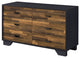 47" Walnut Black And Finish Manufactured Wood Six Drawer Double Dresser