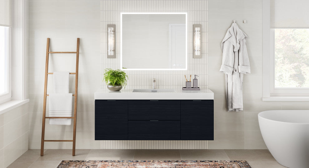 Boutique Bath Vanity, Black, 60", Single Sink, Wall Mount