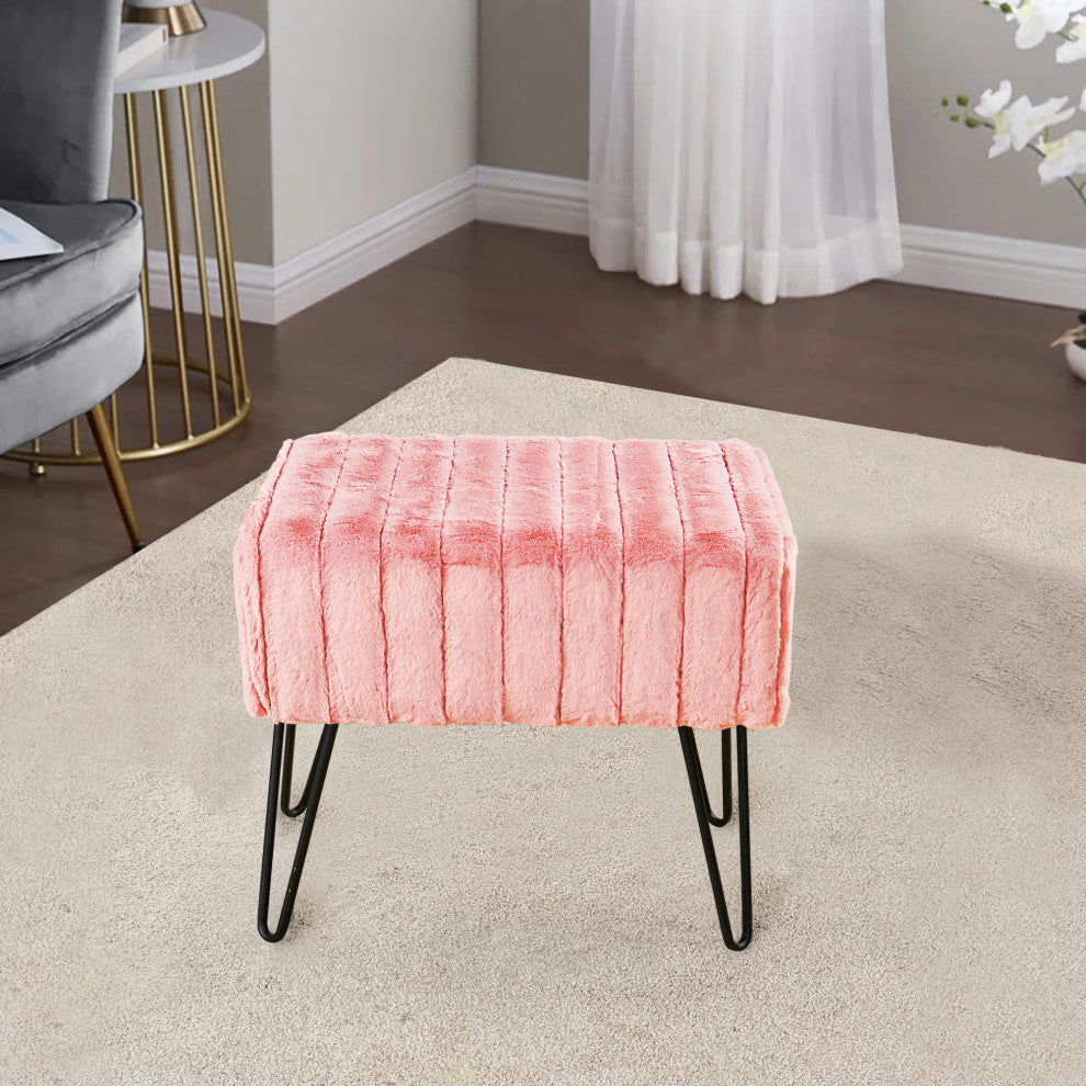 Serenta Super Mink Ottoman, Peach Echo, 19''x13''x17''