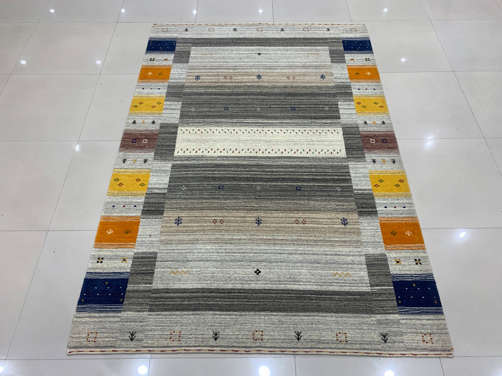 Multi-Colored Transitional Modern Gabbeh Area Rug