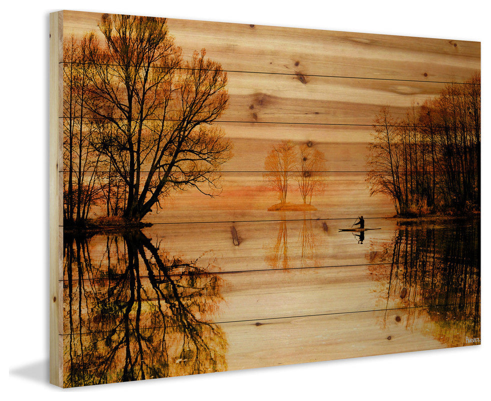 "Glass Lake" Print on Natural Pine Wood, 45"x30"