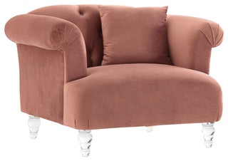 Elegance Contemporary Chair in Blush Velvet with Acrylic Legs