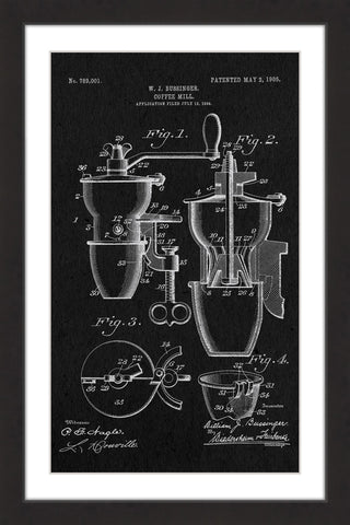 "Coffee Mill 1905 Black Paper" Framed Painting Print