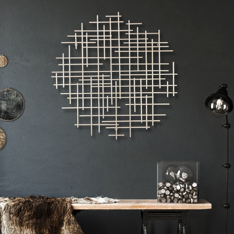 Iquara Small Silver Round Metal Wall Art