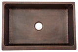 33" Hammered Copper Kitchen Apron Single Basin Sink