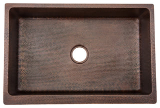 33" Hammered Copper Kitchen Apron Single Basin Sink