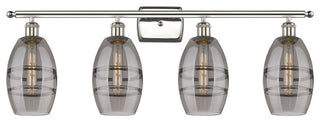Ballston-Vaz 4-Light 36" Bath Vanity Light, Polished Nickel, Light Smoke