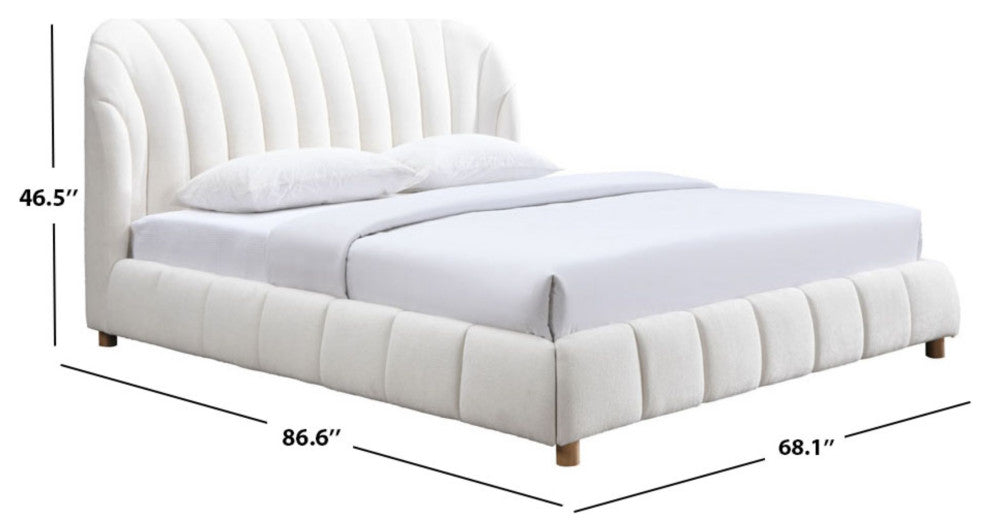 Safavieh Couture Tillie Channel Tufted Bed, Ivory/Natural, Queen