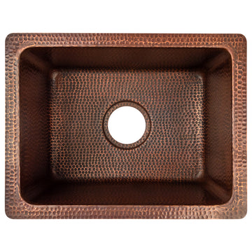 17" Rectangle Hammered Copper Bar/Prep/Laundry/Utility Sink with Accessories