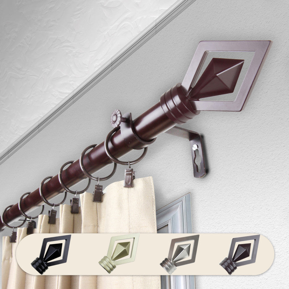 Lance 1" Curtain Rod, Mahogany, 160-240"