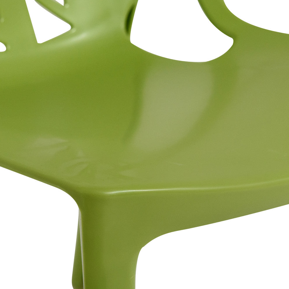 Leisuremod Cornelia Hollow Back Dining Side Chair, Set of 4, Green