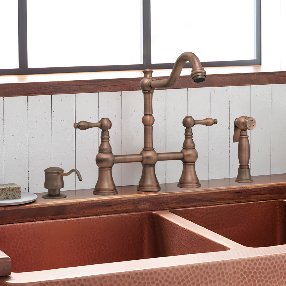 Built in Copper Soap Dispenser Refill from Top With 17oz Bottle, American Bronze