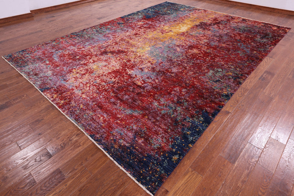 9' 9" X 13' 7" Modern Hand Knotted Wool Rug Q9752