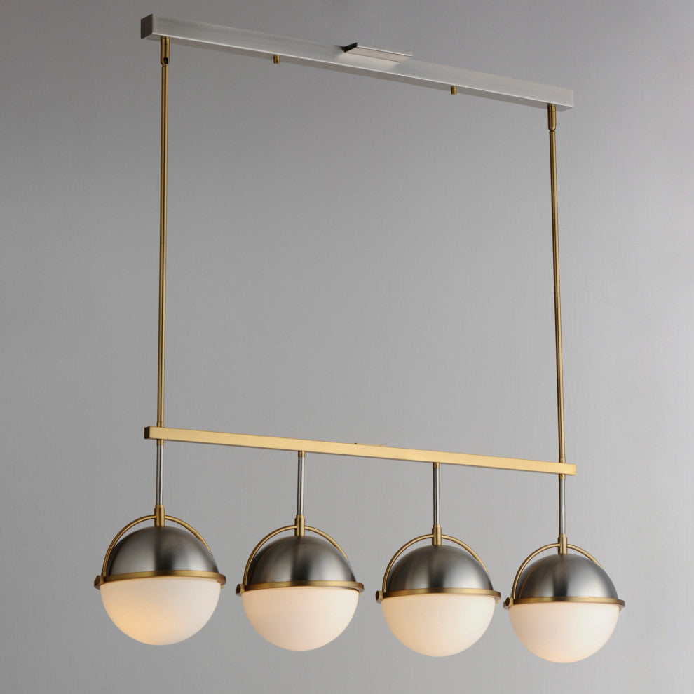 Maxim 12414 Duke 4 Light 42"W Linear Pendant - Black / Weathered Brass
