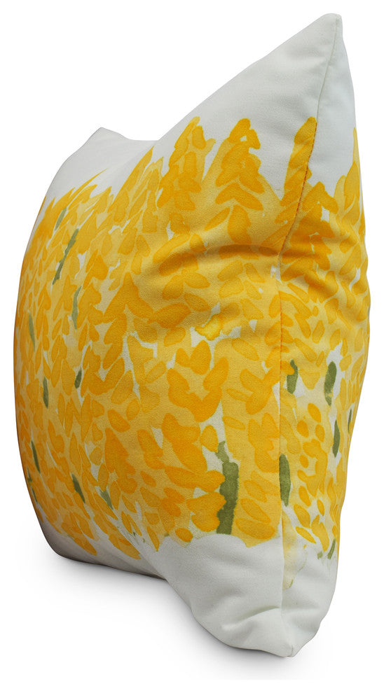Flower Bell Bunch Decorative Floral Throw Pillow, Yellow, 20"