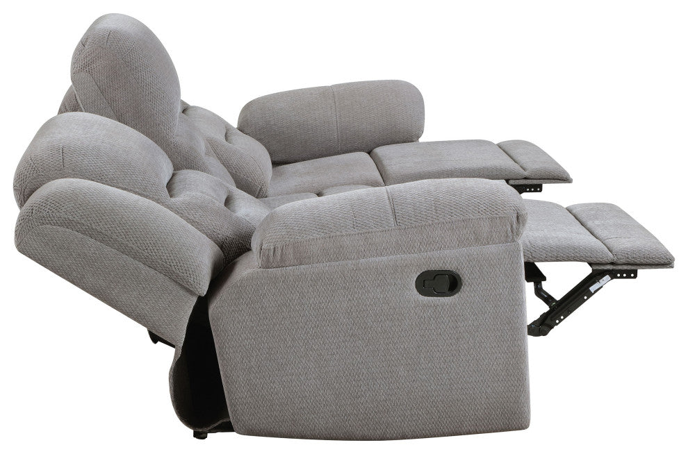 Gilson Chenille Upholstered Reclining Sofa Grey