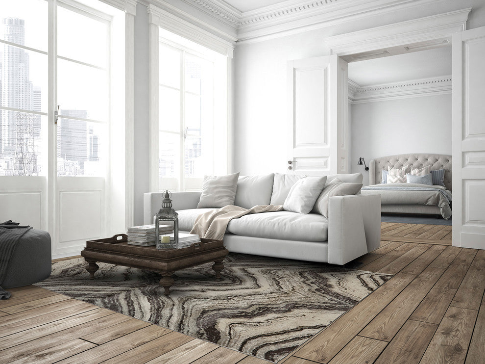 Weave & Wander Alessandria Rug, Birch/Sterling, 6'7"x9'6"