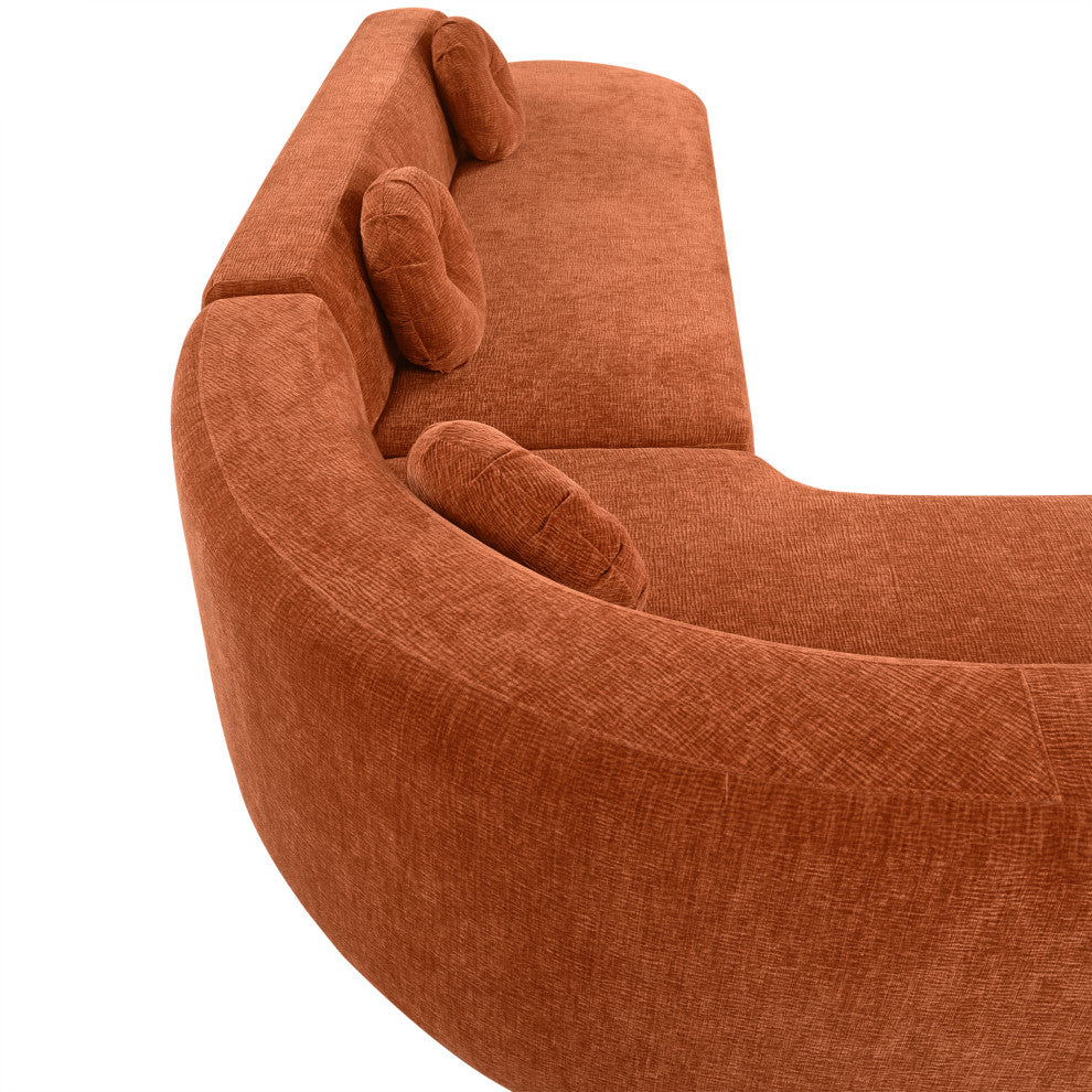 GDF Studio 122" Extra Large Curved Fabric Sectional Sofa, Orange