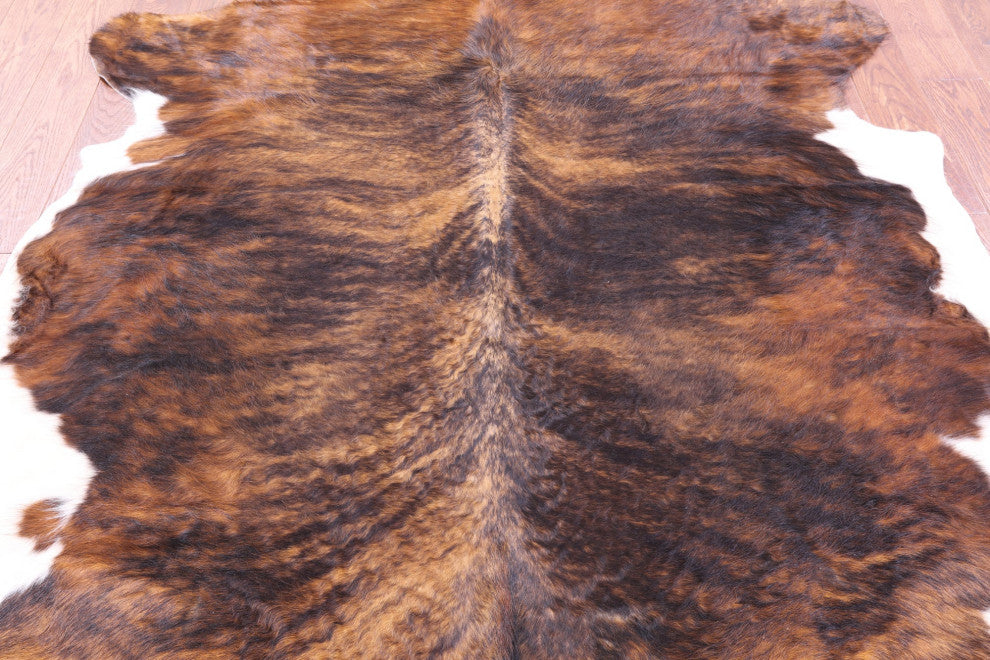 6' 8" X 6' 0" Brindle Natural Cowhide Rug C1937