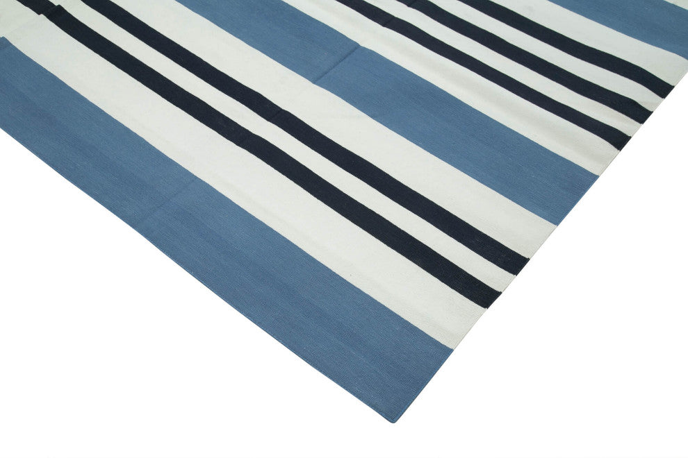 Rug N Carpet - Handmade Wool 8' 11'' x 12' 0'' Modern Design Dhurrie Kilim Rug