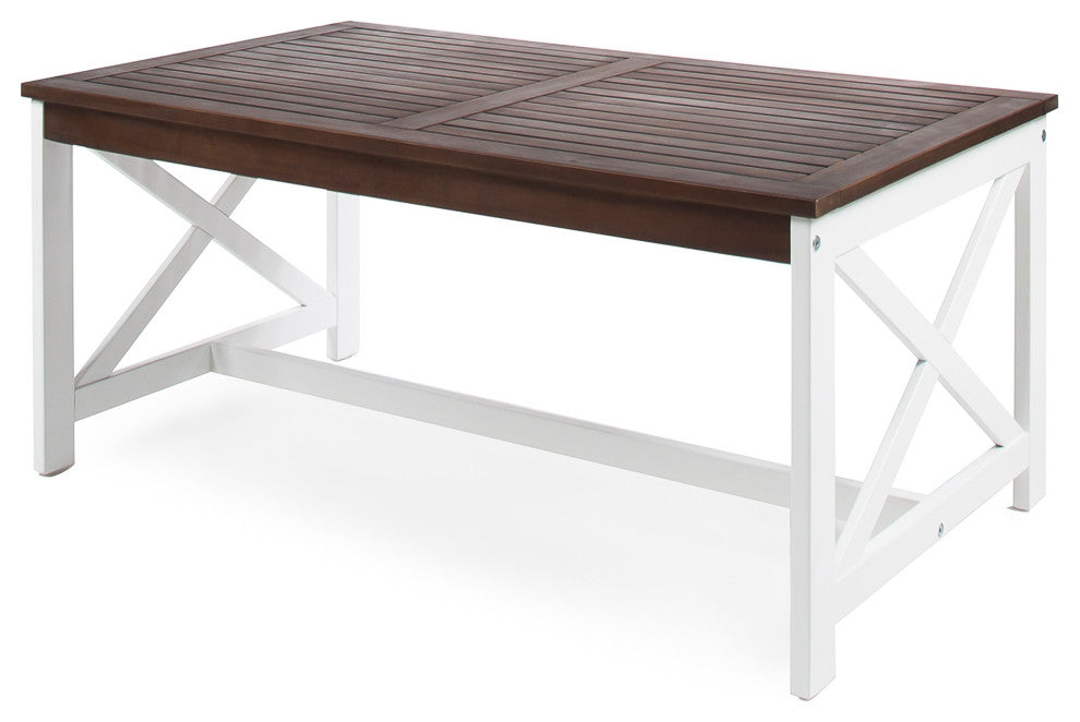 GDF Studio Newman Indoor Farmhouse Finished Acacia Wood Coffee Table, Dark Brown