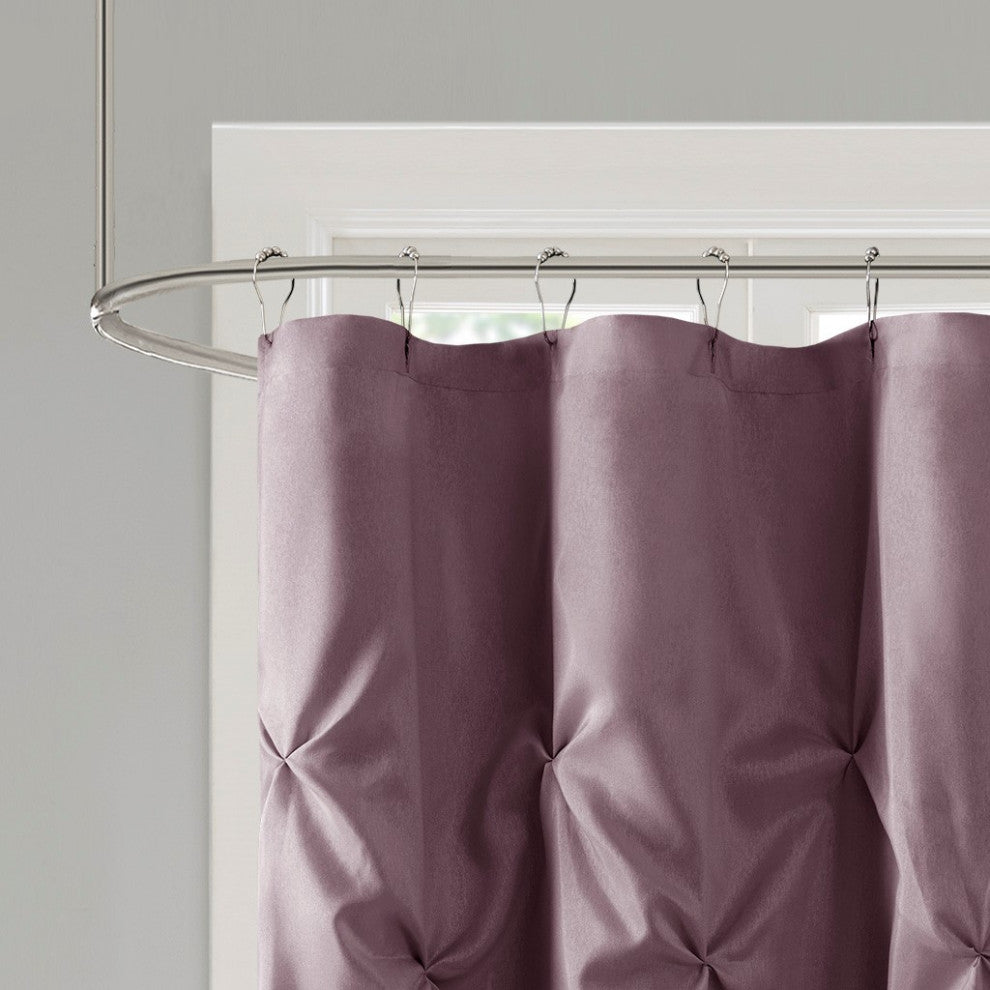 Madison Park Laurel Tufted Semi-Sheer Shower Curtain, Plum