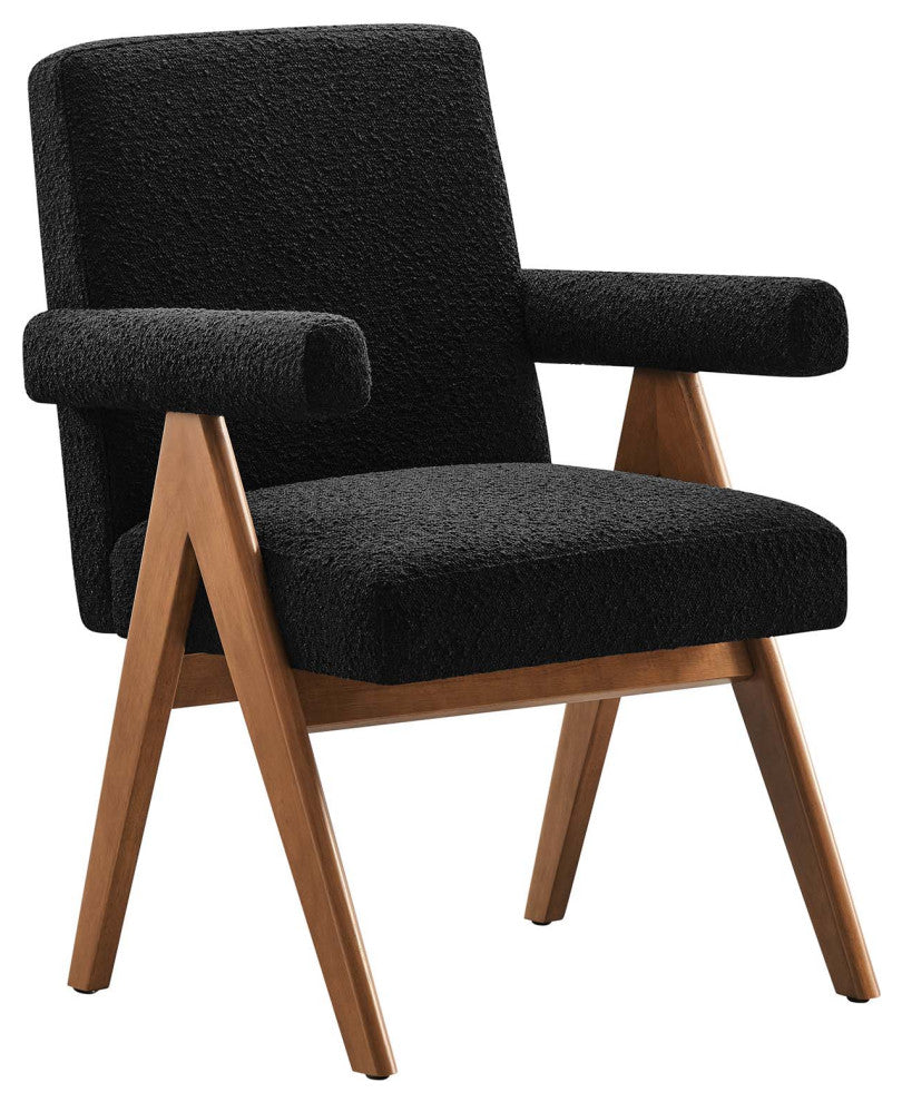 Lyra Boucle Fabric Dining Room Chair, Set of 2, Black