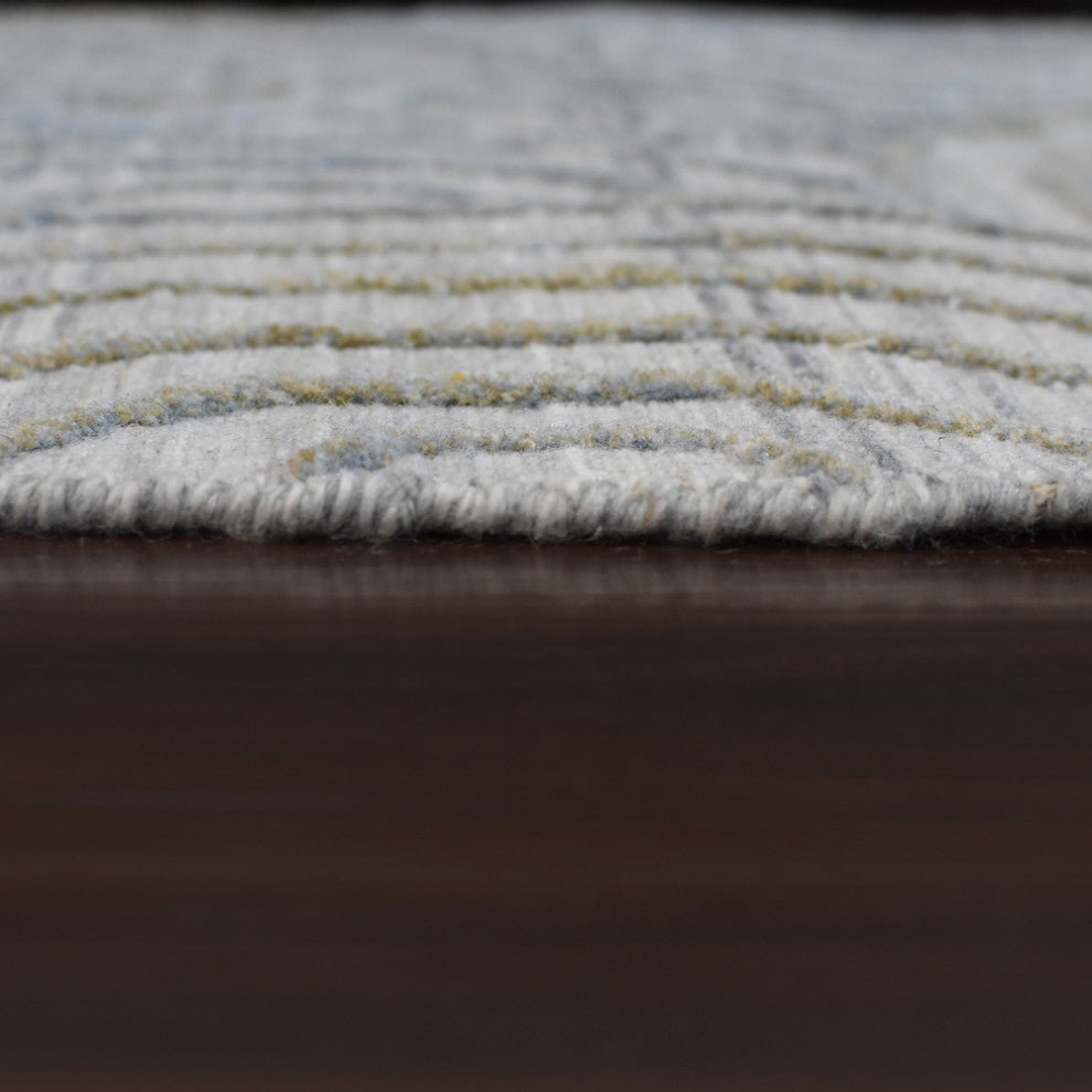 HAND WOVEN FLAT WEAVE KILIM POLYESTER AREA RUGS -Rectangle,Light Gray,Geometric, [Runner] 2'6''x10'