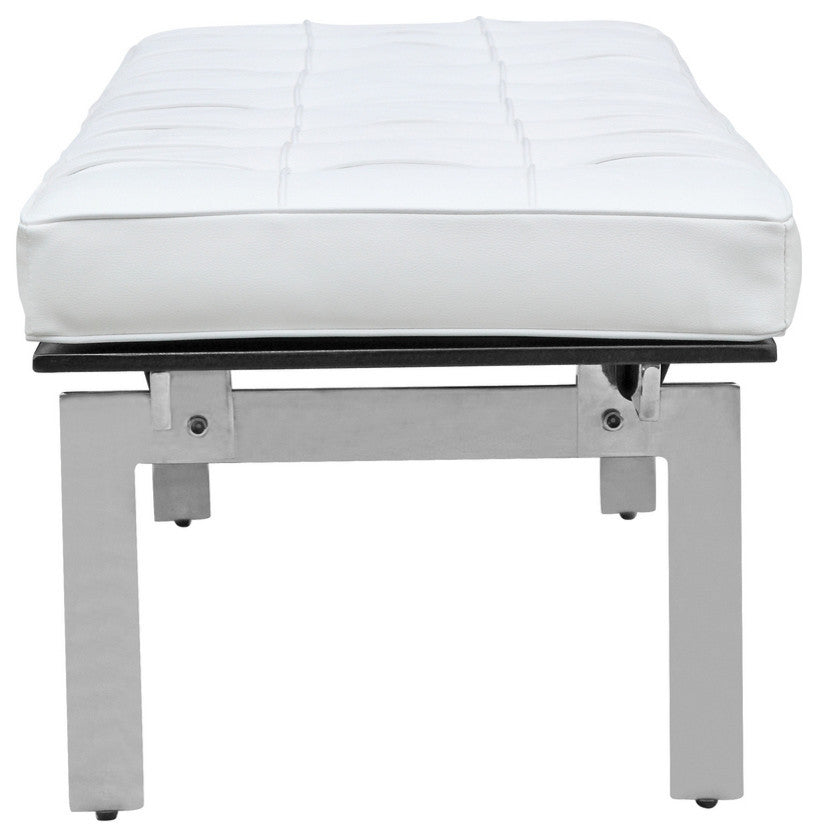 Modern Classics Pika 3 Seater Bench In Genuine Leather, White