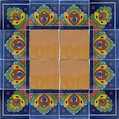 4.2x4.2 9 pcs Corner Blue Royal Talavera Mexican Tile