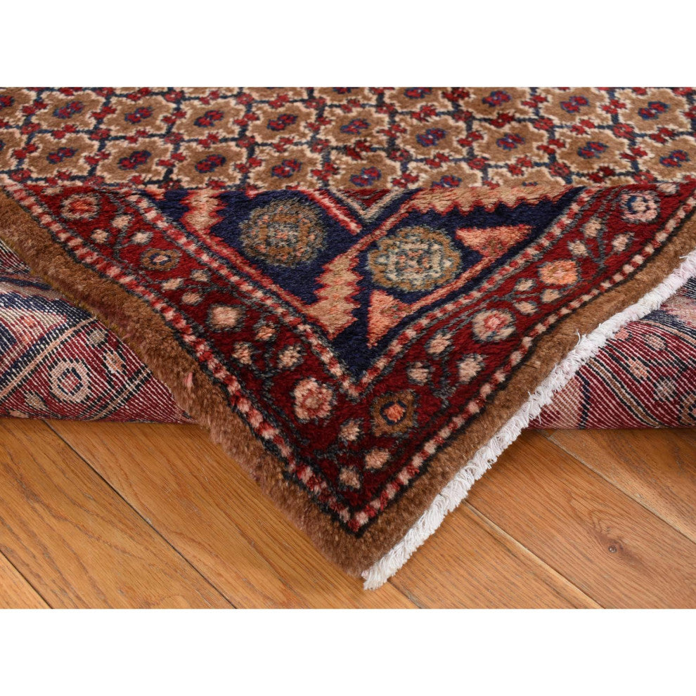 Saddle Brown New Persian Serab Pure Wool Hand Knotted Runner Rug 5' x 9'6"