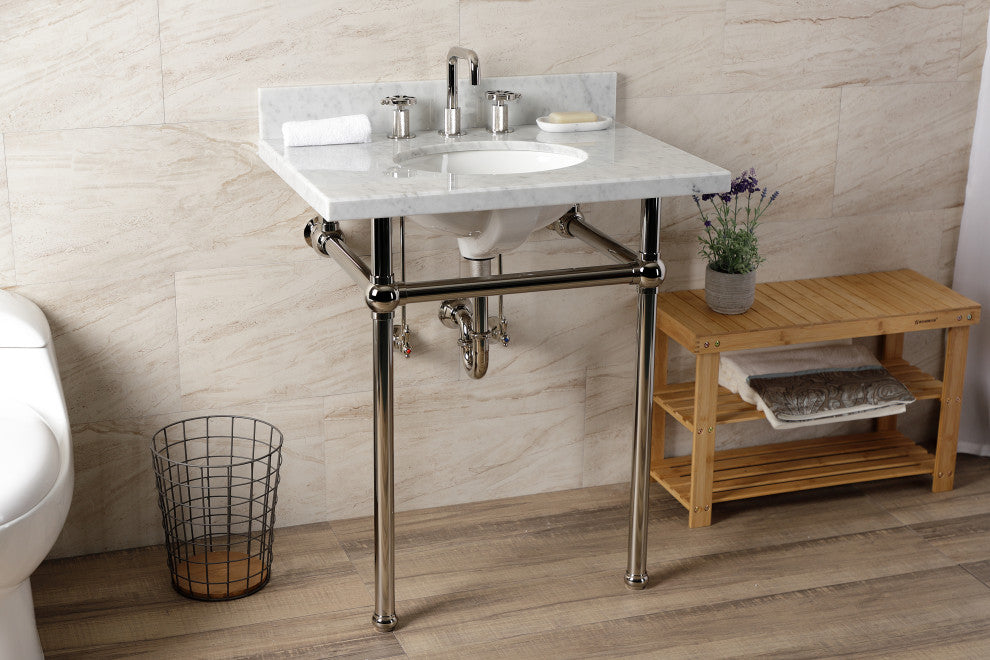 KVBH3022M86 30" Console Sink with Brass Legs (8-Inch, 3 Hole)