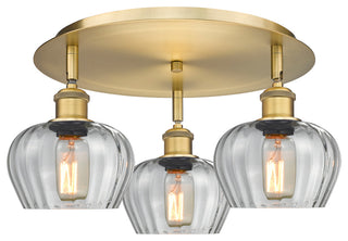 Innovations Fenton 3 18.25" Flush Mount Brushed Brass