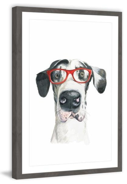 "Chiens a Lunettes" Framed Painting Print, 24"x36"