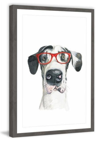 "Chiens a Lunettes" Framed Painting Print, 24"x36"