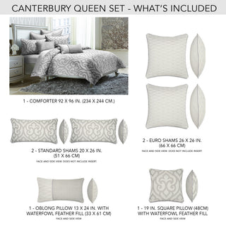 Canterbury 7-Piece Queen Comforter Set - Silver