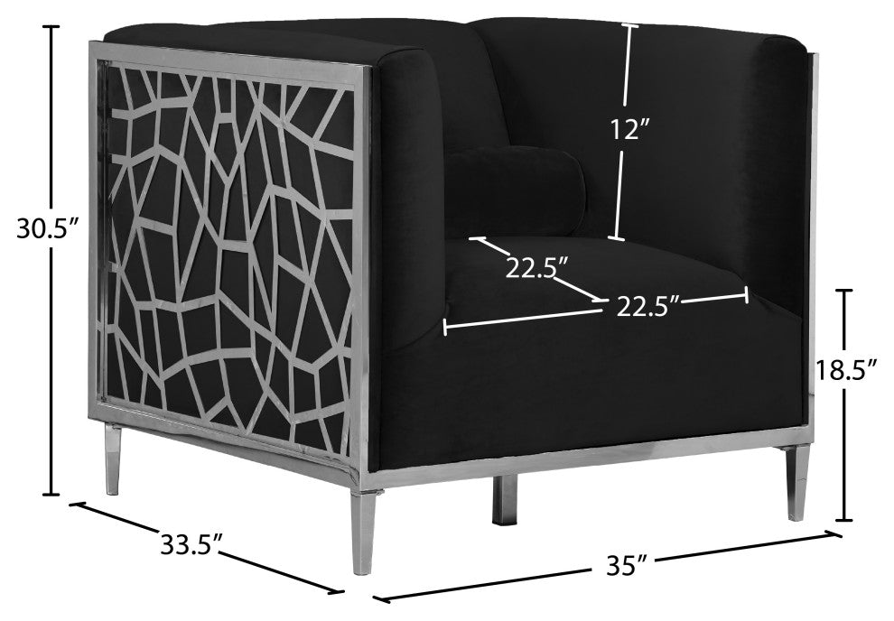 Opal Velvet Upholstered Chair, Black