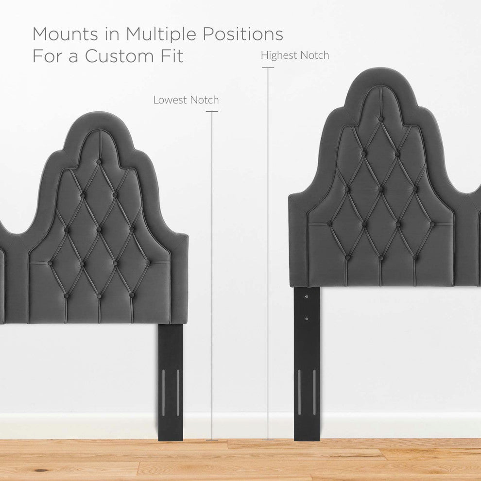 Augustine Tufted Performance Velvet Full/Queen Headboard Charcoal