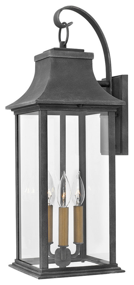 Hinkley Adair Large Wall Mount Lantern, Aged Zinc