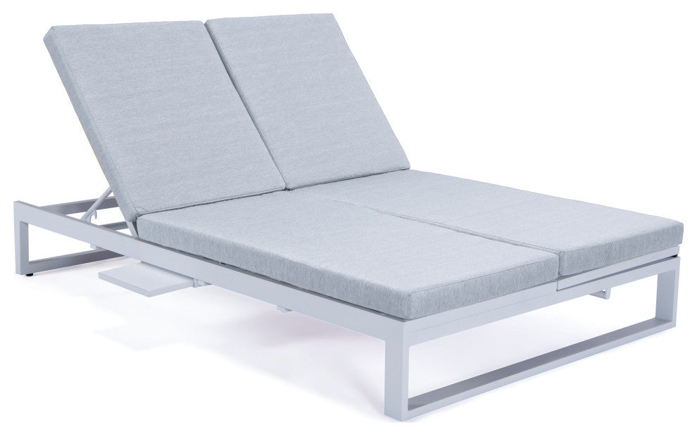 LeisureMod Chelsea Convertible 2-in-1 Sofa and Double Chaise Lounge, Light Gray