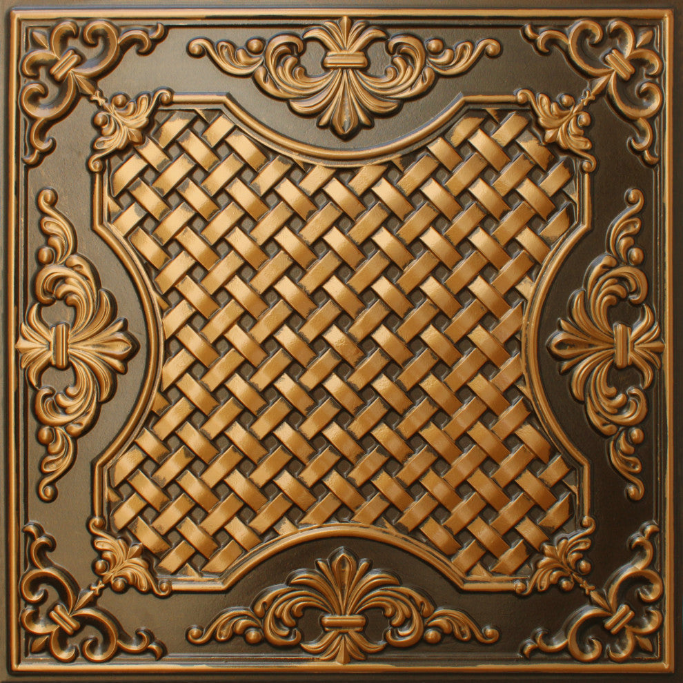 Antique Gold 3D Ceiling Panels, 2'x2', 40 Sq Ft, Pack of 10