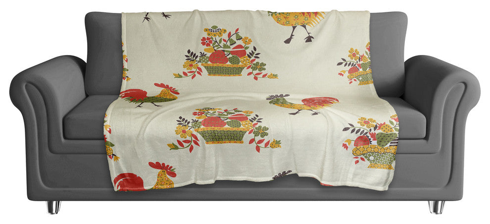 Rooster Pattern Fleece Blanket