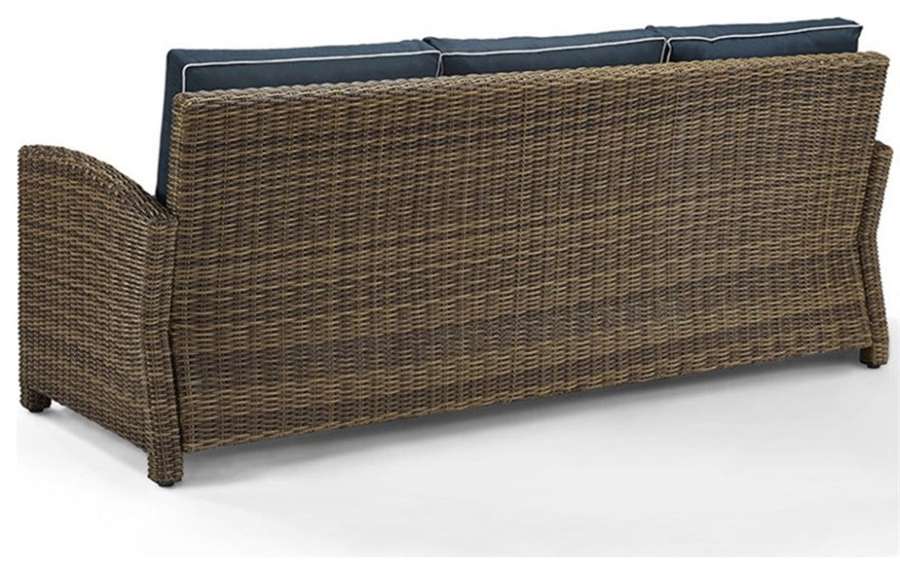 Crosley Furniture Bradenton Polyester Fabric Patio Sofa in Brown/Navy