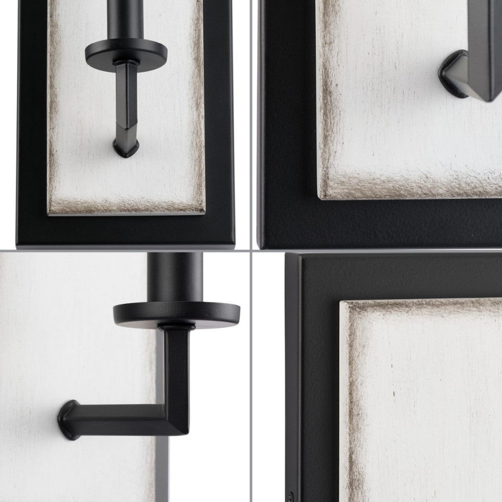Galloway 1-Light 18" Matte Black Wall Sconce With Distressed White Accents