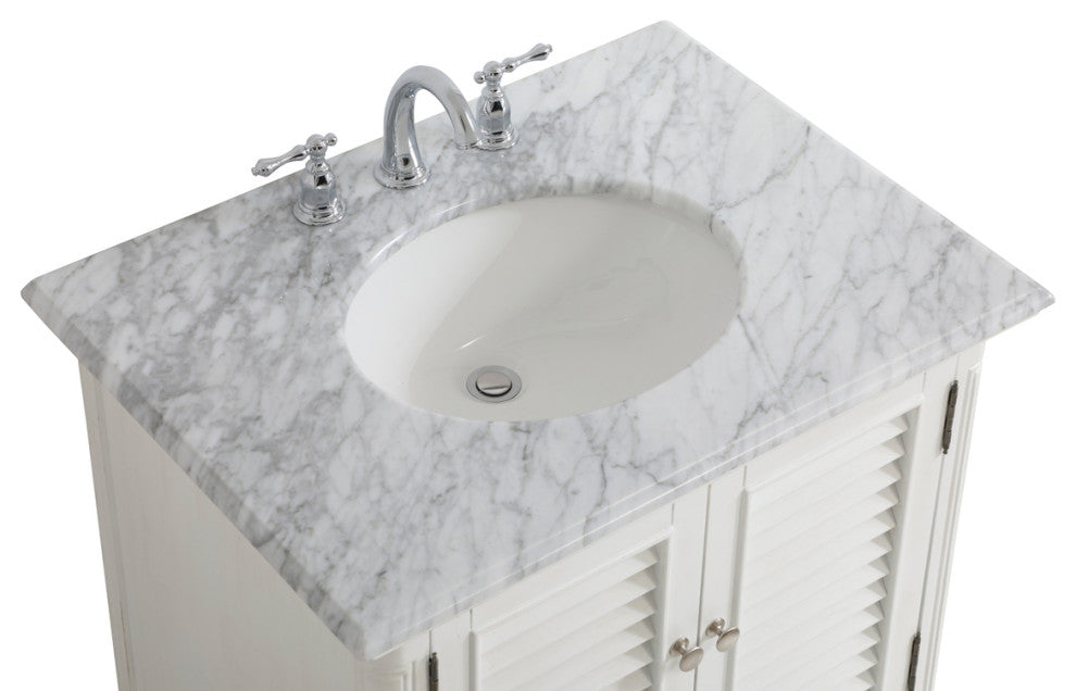 Home Living Single Bathroom Vanity, Antique White, 30"