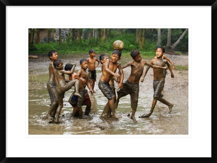 "Playing Football" Framed Digital Print by Angela Muliani Hartojo, 30x22"
