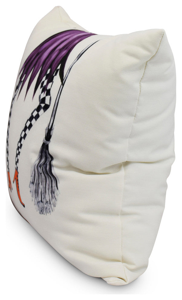 Esmerelda 18" Cream Halloween Print Decorative Throw Pillow