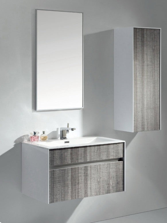 Eviva Ashy 32" Wall Mount Modern Bathroom Vanity Ash Gray White Integrated Sink