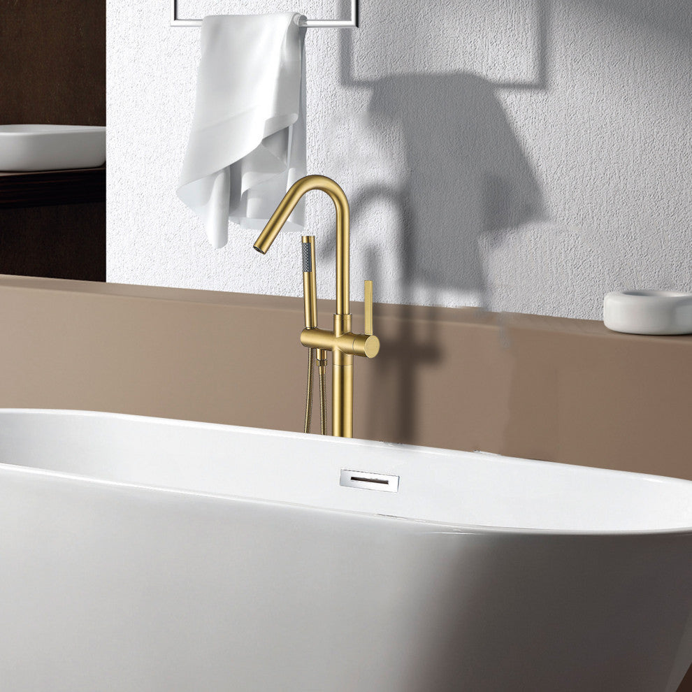 Givingtree Single Handle Floor Mounted Contemporary Tub Faucet,Gold